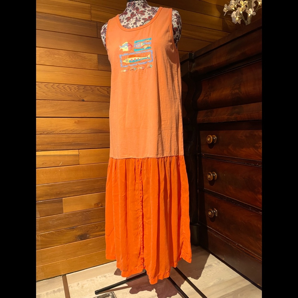 Vintage Johnny Was Orange Dress M